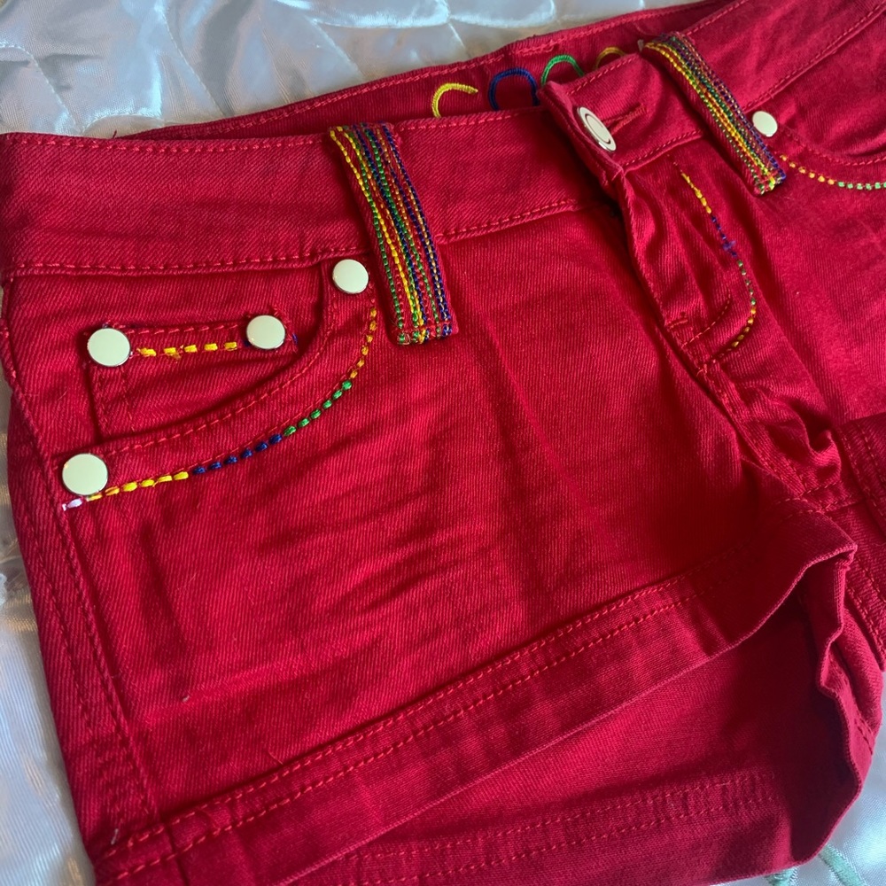 COOGI Vintage Low Rise Red Denim Jean Shorts